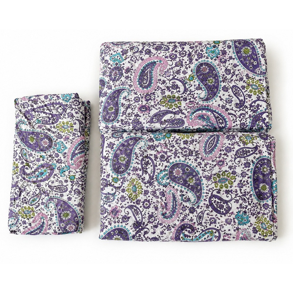 Pottery Barn Kids Full Queen Duvet Cover 2 Shams Purple Pink Paisley Cotton PBK